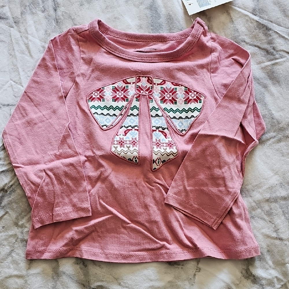 Pink Kids Long Sleeve Shirt with Bow Design